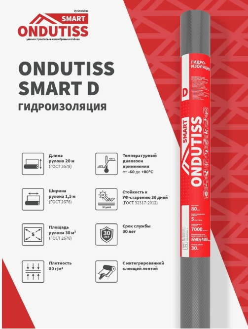 Мембрана Ондутис Smart D гидроизоляция (70м2)