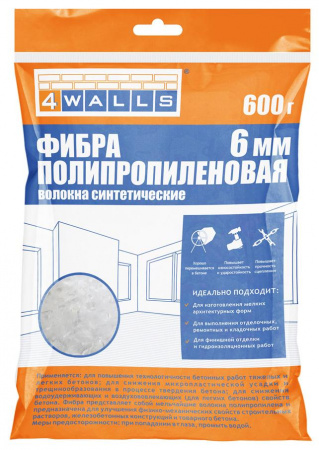 ФИБРА ПОЛИПРОПИЛЕНОВАЯ, размер 6мм, 600 гр