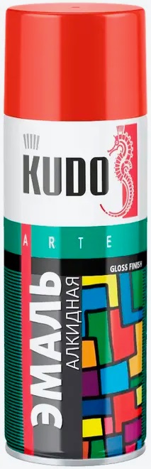 Эмаль универсальная алкидная KUDO 1003 красная RAL3020 520 мл