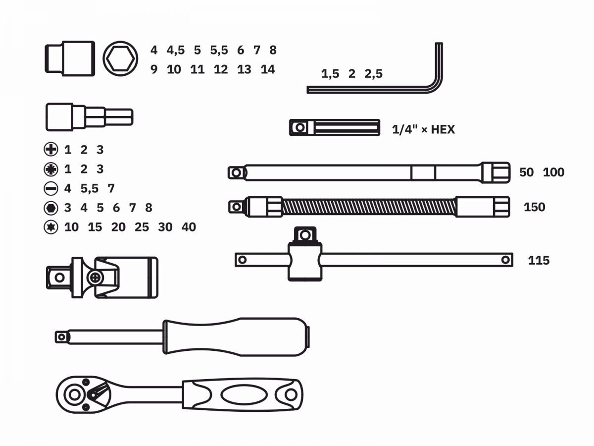 Набор головок и бит 46пр. ВОЛАТ