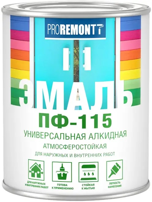 Эмаль ПФ-115 чёрная PROРЕМОНТТ 0,9 кг
