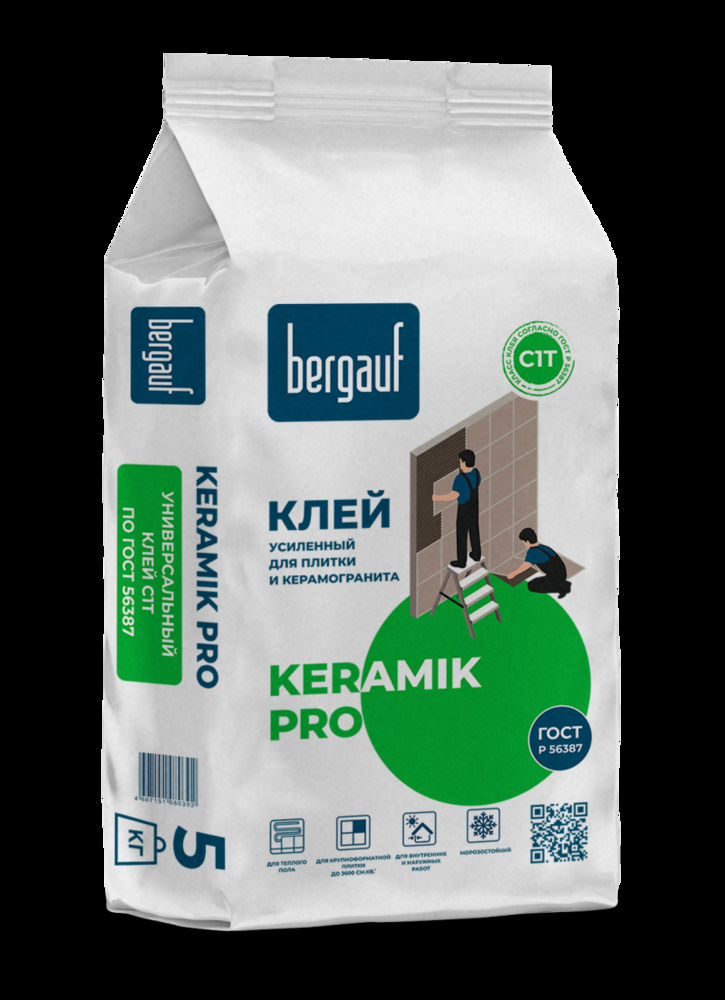 Клей для плитки усиленный Керамик Про Bergauf 5 кг