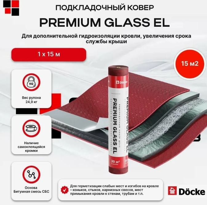 Подкладочный ковер Docke PREMIUM GLASS EL, 15м