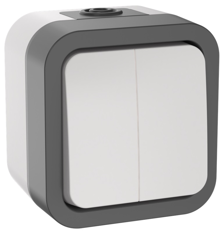 Выключатель двухклавишный TORS 10А IP55 белый