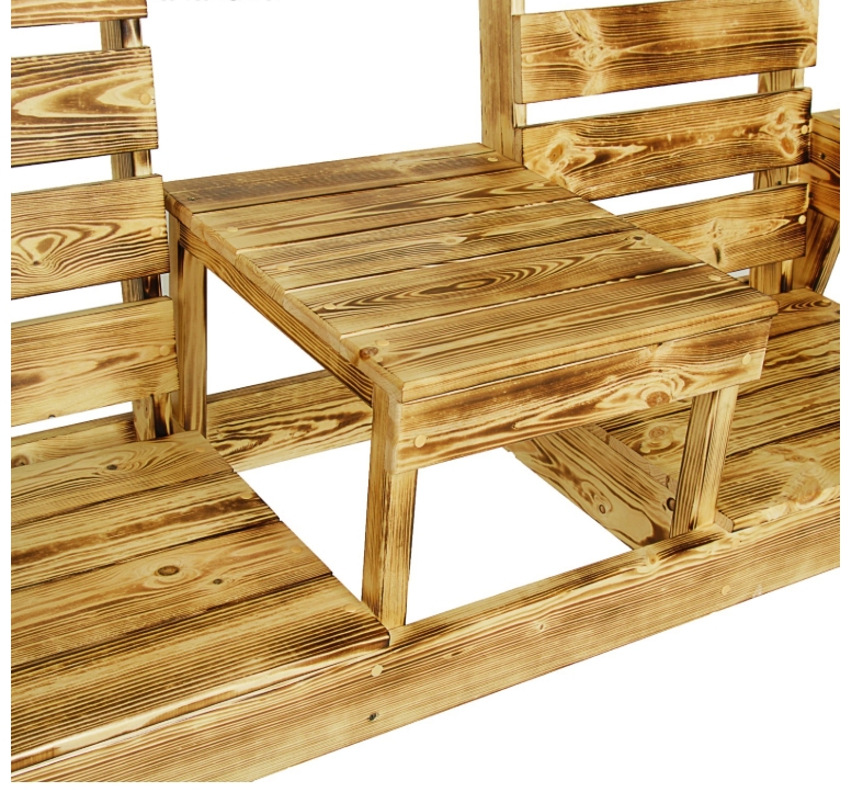 Скамейка со столиком, 160×60×96 см, обожжённая хвоя