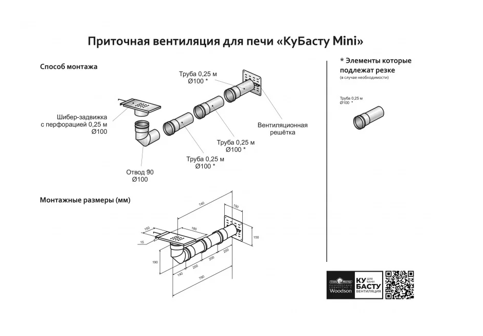 Приточная вентиляция для печи КуБасту Mini