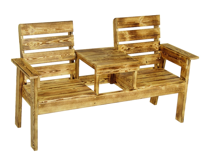 Скамейка со столиком, 160×60×96 см, обожжённая хвоя