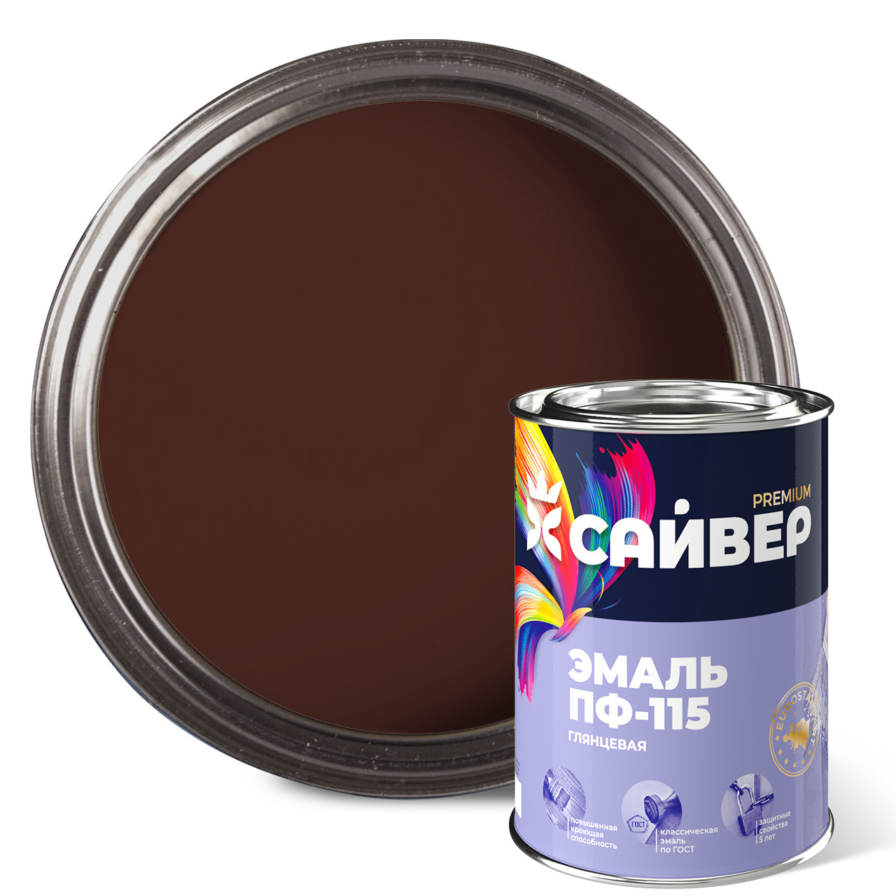 Эмаль ПФ-115 шоколадная Сайвер 0,8 кг