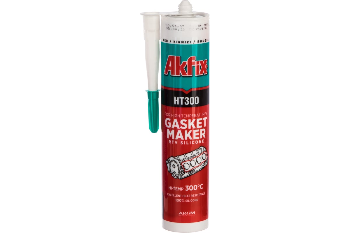 Akfix HT300 Термостойкий силикон, 310 мл. Красный