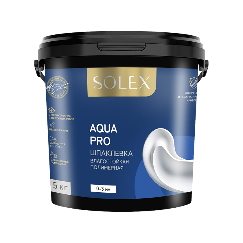 SOLEX ШПАКЛЕВКА влагостойкая AQUA PRO 5кг